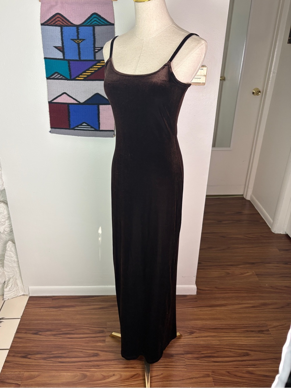 Y2K Vintage Velvet Strappy Maxi Dress with Goth Vibes